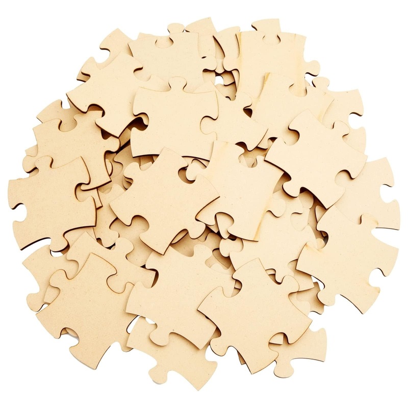 Bright Creations 50 Blank Wooden Puzzle Pieces For Crafts, Diy Art Projects, 3X3.5 Unfinished Freeform Jigsaw Wood Puzzles To Draw On