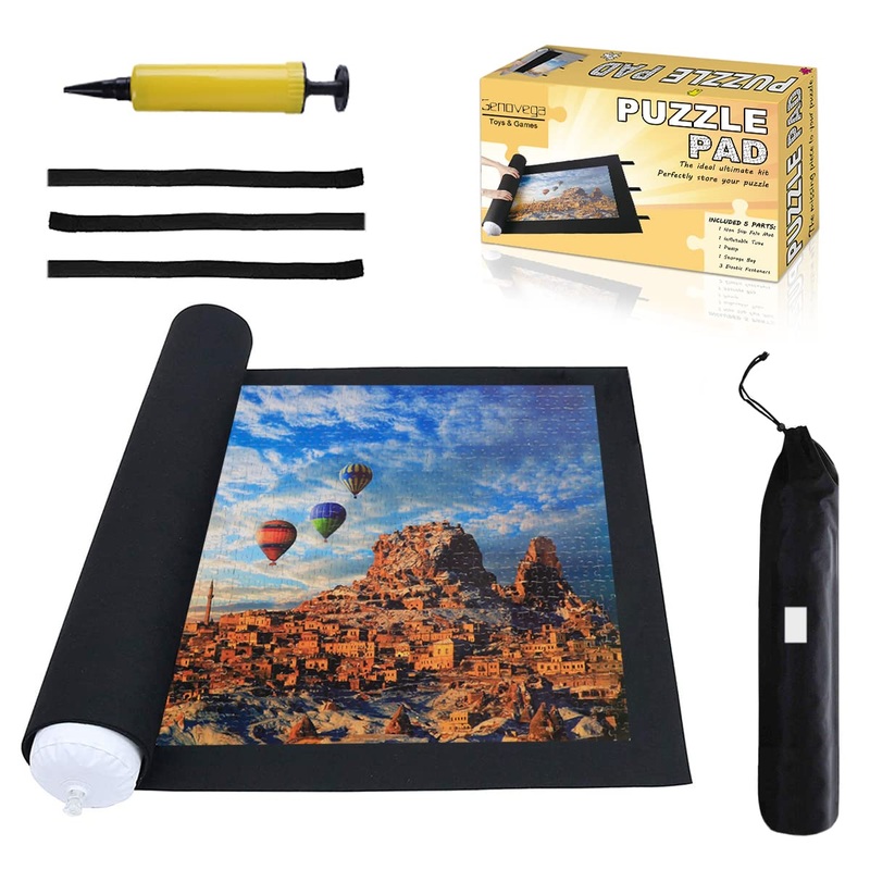 Jigsaw Puzzle Mat Roll Up - 2000 1500 500 Pieces Saver Large Puzzles Board For Adults Kids, Storage And Transport Premium Pump Puzzle Glue Felt Mat Inflatable Tube Cover Keeper Pad Holder Organizer
