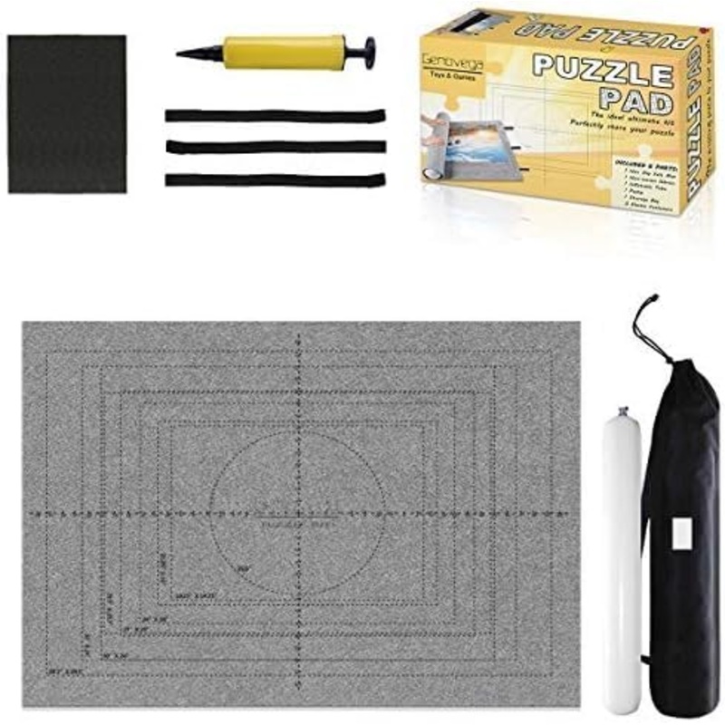 Jigsaw Puzzle Mat Roll Up - 2000 Pieces, 1500, 1000 Pieces Saver Large Puzzles Board For Adults Kids, Storage And Transport Premium Pump Glue Felt Mat Inflatable Tube Holder Organizer Pad Keeper