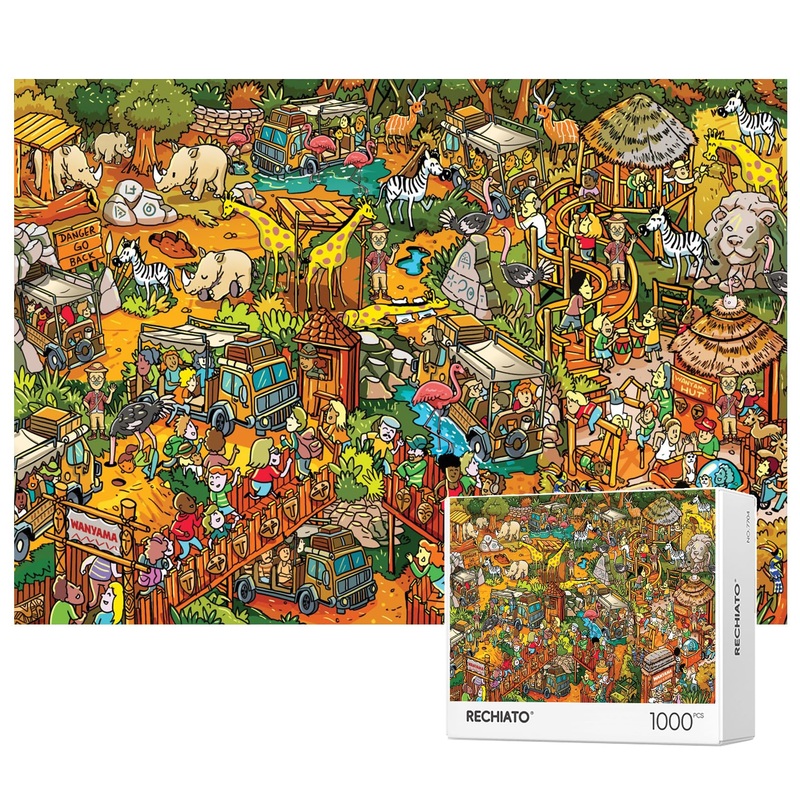 Jigsaw Puzzles For Adults, 1000 Pieces Animal Paradise Puzzle, Cartoon Painting Challenging Puzzles For Family Activity Game Nights Gifts Fidget Stress Relief