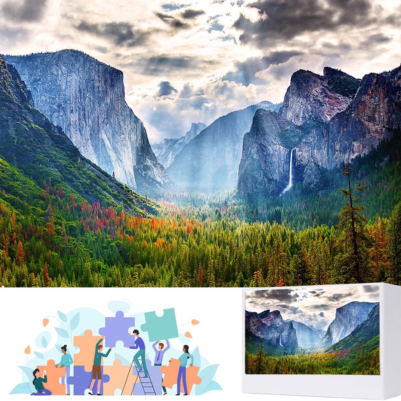 Jigsaw Puzzles For Adults, 1000 Pieces National Park Puzzles, Nature Landscape Mountain Scene National Park Challenging Puzzle Perfect For Family Activity Game Nights Gifts(Yosemite National Park)