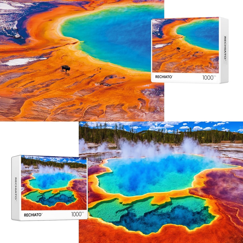 Jigsaw Puzzles For Adults, 2 Pack 1000 Pieces, Yellowstone Nature Landscape Mountain Scene Travel Challenging Puzzles For Adults 1000 Pieces And Up (Yellowstone National Park)