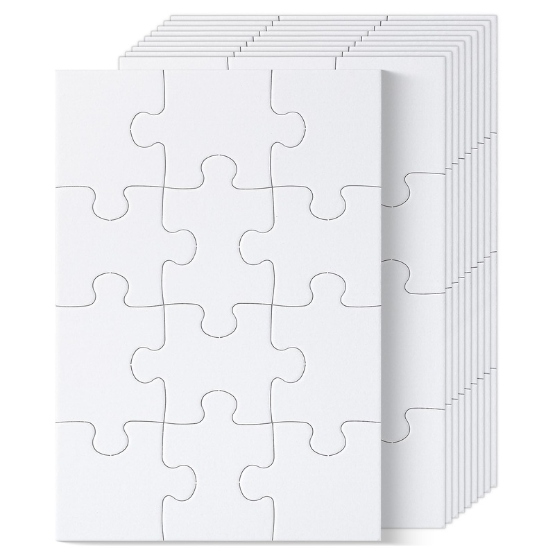 Mr. Pen- Blank Puzzle, 10 Pack, 12 Pieces/Pack, 5.5' X 8.1', White Puzzle, Blank Puzzles To Draw On, All White Puzzle, Blank Puzzle Pieces To Write On, Blank Jigsaw Puzzle Pieces