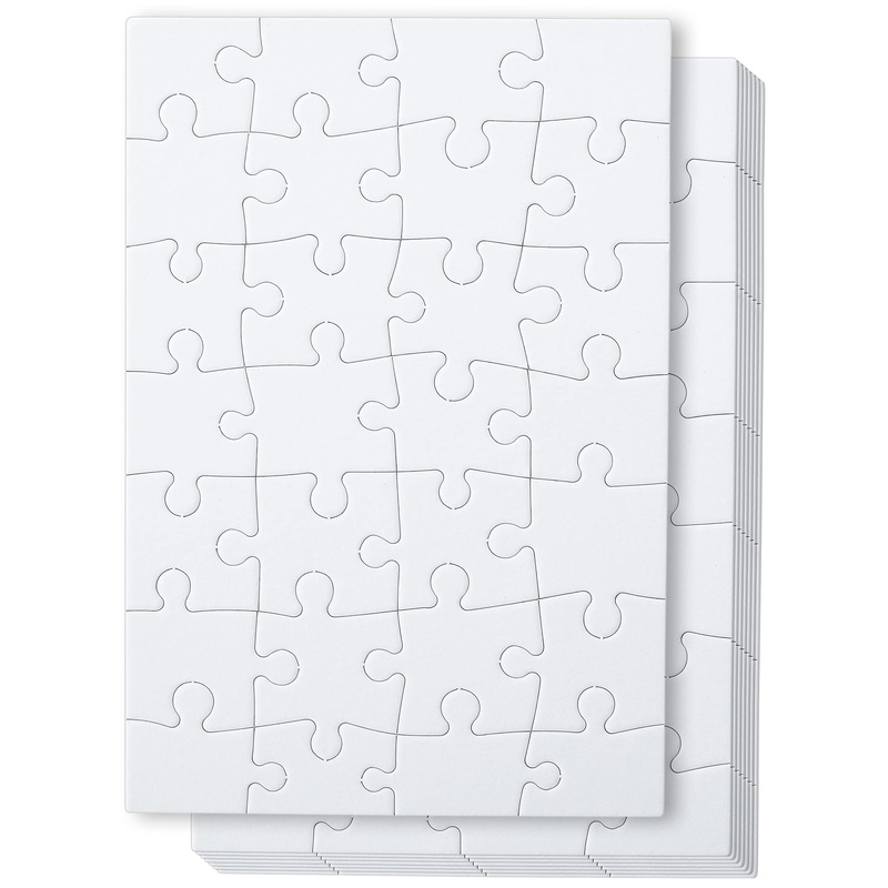 Mr. Pen- Blank Puzzle, 10 Pack, 28 Pieces/Pack, 5.5' X 8.1', White Puzzle, Blank Puzzles To Draw On, All White Puzzle, Blank Puzzle Pieces To Write On, Blank Jigsaw Puzzle Pieces