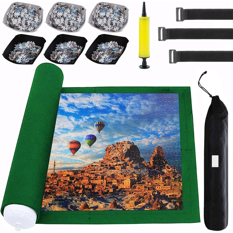 Puzzle Mat Roll Up Puzzles Board For Jigsaw Up To 2000, 1500, 1000, 500 Pieces Large Portable Table Saver Mats Puzzle Keeper Cover With Sorter Trays Storage Bag Kit Holder Organizer Pad For Adult Kids