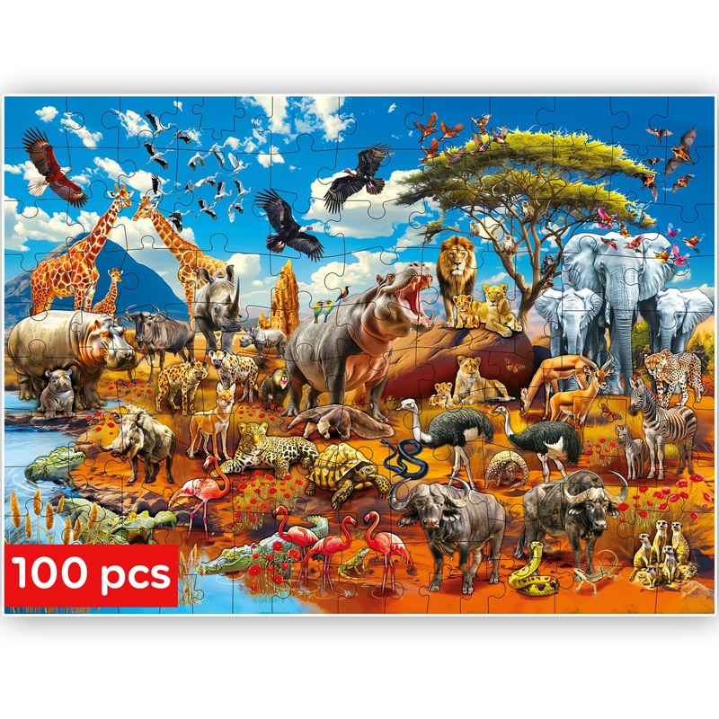 Quokka 100 Piece Puzzles For Kids Ages 4-6  Floor Kids Puzzles Ages 6-8 Year Old  Toy For Learning Africa Animals For 8-10 Yo  Jigsaw Toddler Game For Boy And Girl Ages 3-5