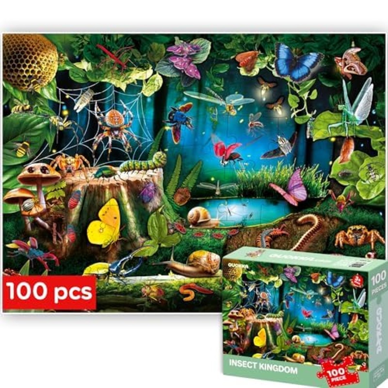 Quokka 100 Piece Puzzles For Kids Ages 4-6  Floor Kids Puzzles Ages 6-8 Year Old  Toy For Learning Forest Bugs For 8-10 Yo  Jigsaw Toddler Game For Boy And Girl Ages 3-5