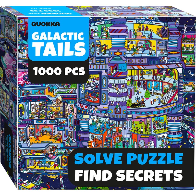 Quokka 1000 Piece Jigsaw Puzzle For Adults Galactic Tails  Premium Box Packaging With Extra Fun Challenges - Stunning Galaxy Dog Puzzle - Perfect For Relaxation & Creativity & Gift Giving
