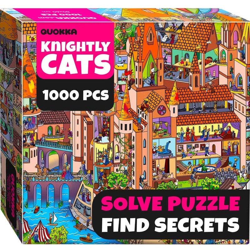 Quokka 1000 Piece Jigsaw Puzzle For Adults Nighty Cats  Premium Box Packaging With Extra Fun Challenges - Whimsical Cat Puzzle - Perfect For Relaxation & Creativity & Gift Giving