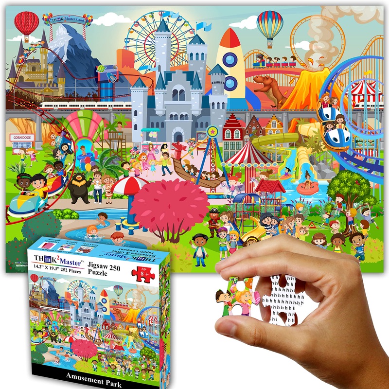 Think2Master Amusement Park 250 Pieces Jigsaw Puzzle Fun Educational Toy For Kids, School & Families. Great Gift For Boys & Girls Ages 8+ To Stimulate Learning. Size: 14.2 X 19.3