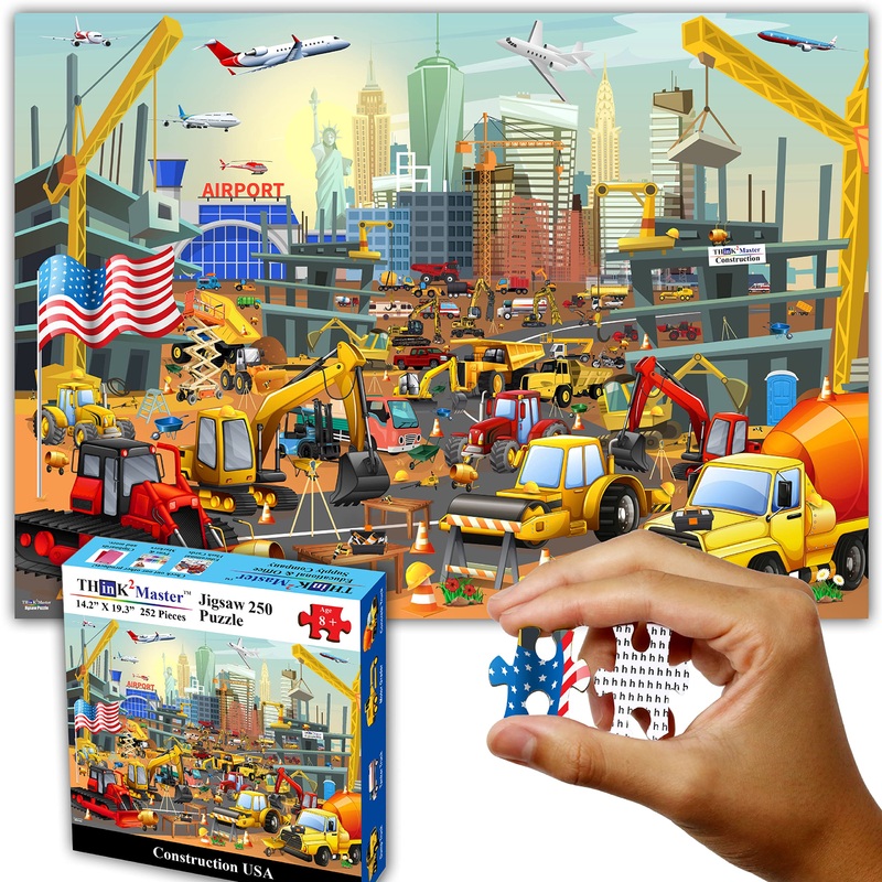 Think2Master Construction In New York City, Usa 250 Pieces Jigsaw Puzzle Fun Educational Toy For Kids, School & Families. Great Gift For Boys & Girls Ages 8+ To Stimulate Learning. Size: 14.2 X 19.3
