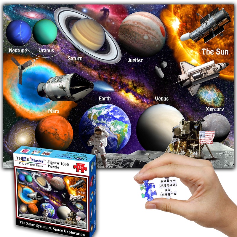 Think2Master Solar System & Space Exploration 1000 Pieces Jigsaw Puzzle For Kids 12+, Teens, Adults & Families. Great Gift For Stimulating Learning About Astronomy. Size: 19 X 27
