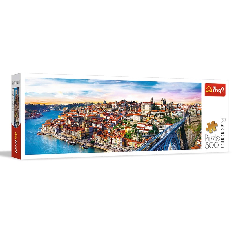 Trefl Panorama Porto, Portugal 500 Piece Jigsaw Puzzle Red 26'X9' Print, Diy Puzzle, Creative Fun, Classic Puzzle For Adults And Children From 10 Years Old