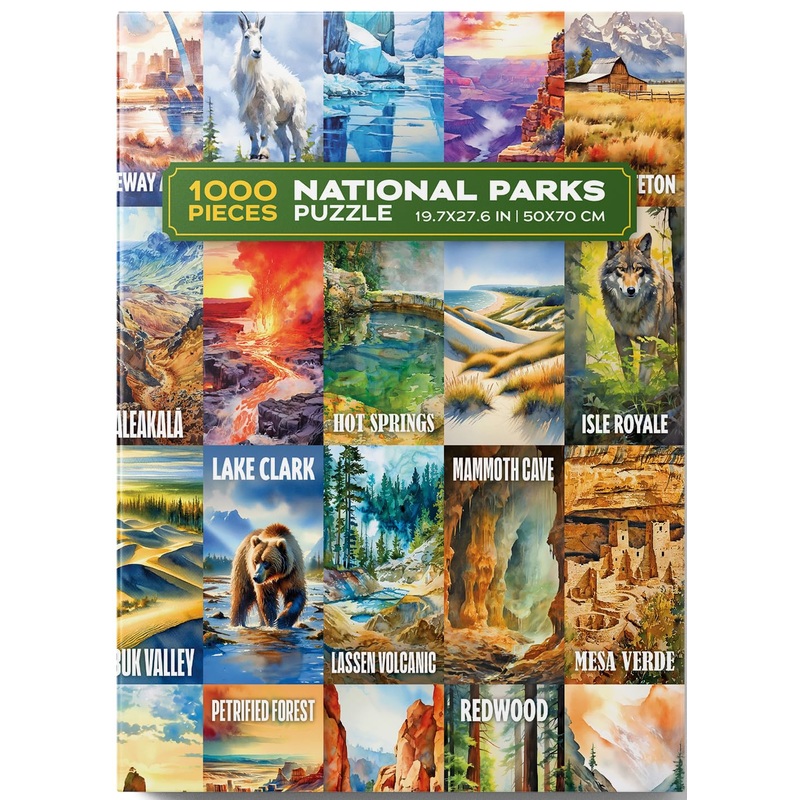 Trekking The National Parks Puzzles For Adults 1000 Pieces - Jigsaw Puzzle With No False Fits - Includes Custom Artwork For All 63 National Parks - Designed By And Made For National Park Enthusiasts