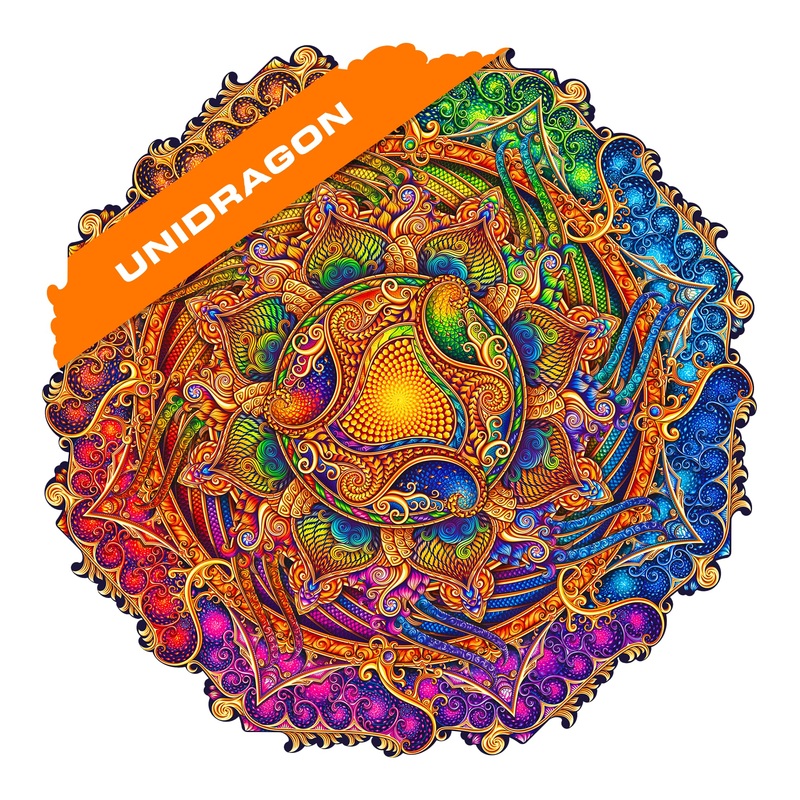 Unidragon Original Wooden Jigsaw Puzzles - Mandala Inexhaustible Abundance, 700 Pcs, Royal Size 17.7'X17.7', Beautiful Gift Package, Unique Shape Best Gift For Adults And Kids