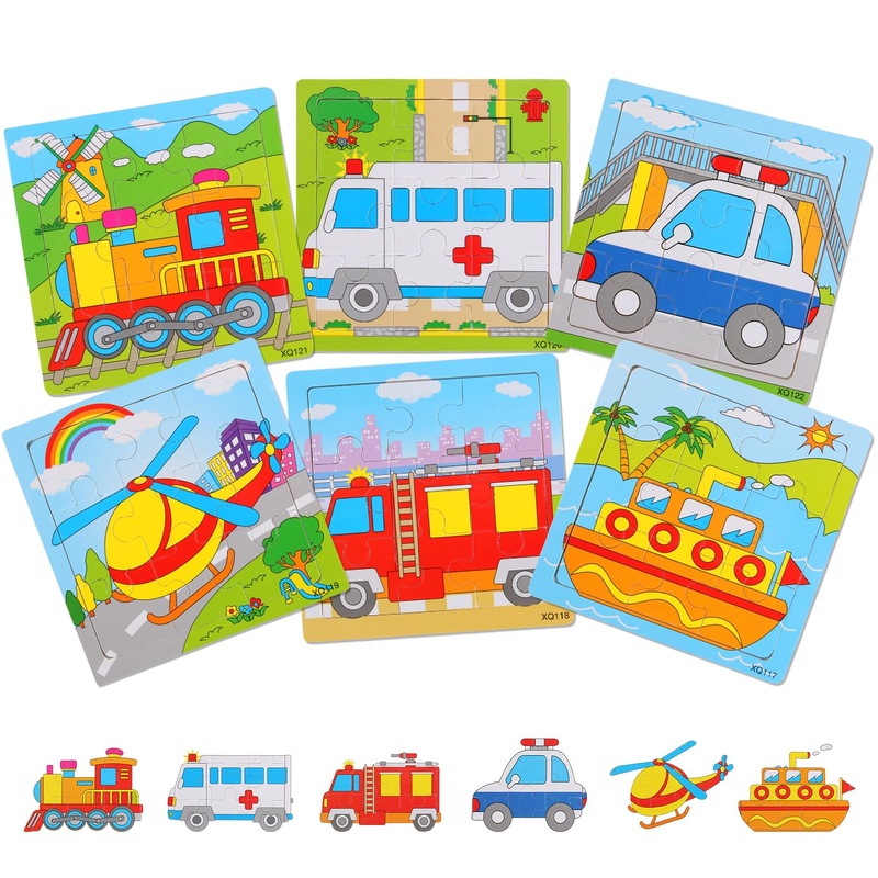 Wooden Toddler Puzzles 2-5 Years - Set Of 6 | Preschool Educational Toy With 9 Pieces Each | Fun Animal Jigsaw Puzzle Gift For Boys And Girls