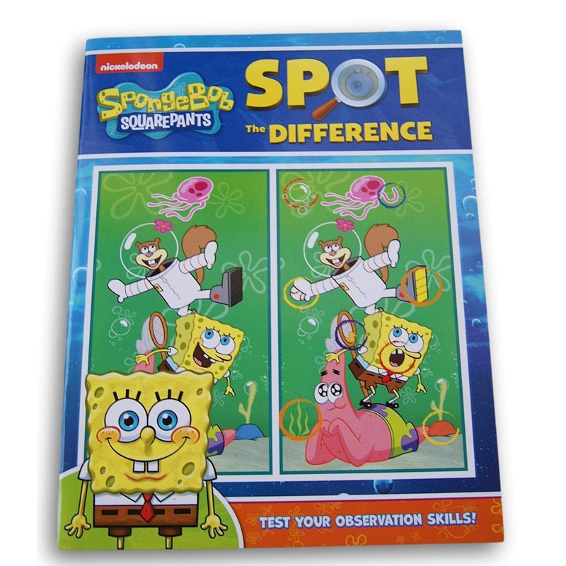 Activity Books Spot The Difference Book Game For Kids - 22 Puzzles With Answer Key (Spongebob Squarepants)