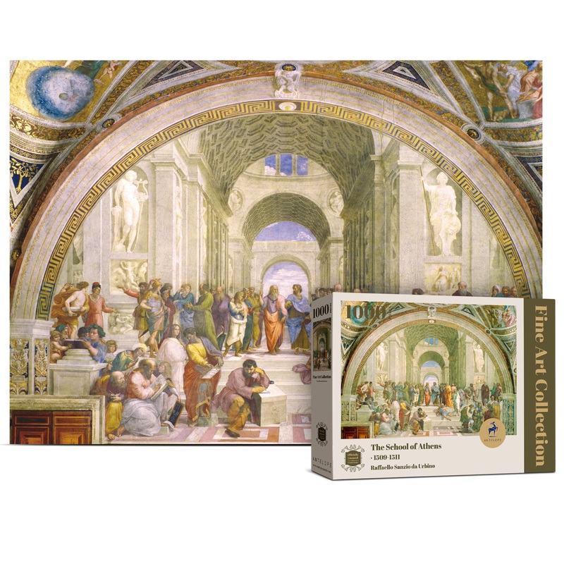 Antelope - School Of Athens Puzzle Fresco Raphael Officially Licensed - 1000 Pieces High Resolution, Matte Finish, Smooth Edging, No Dust Classic Artistic Puzzle