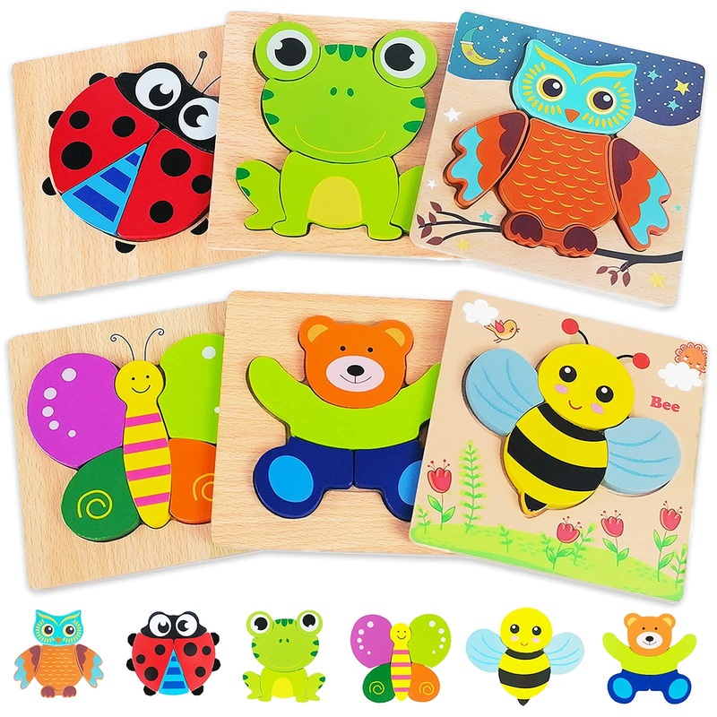 Bekayshad Wooden Puzzles Toddler Toys Gifts For 1 2 3 Year Old Boys Girls, Animal Jigsaw Puzzles Montessori Toys, Learning Educational Christmas Birthday Gifts For Girls Boys Ages 1-3