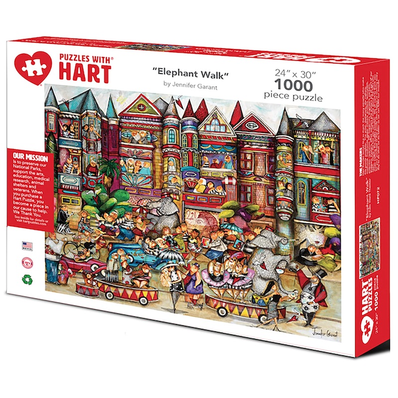 Hart Puzzles Elephant Walk By Jennifer Garant, 24' X 30', 1000 Piece Puzzle, Multi