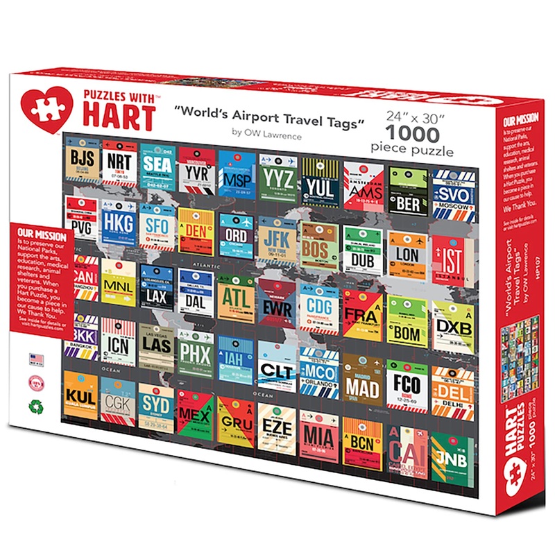 Hart Puzzles Jigsaw Puzzle 1000 Piece 24' X 30' X-Large World'S Airport Luggage Tags By Ow Lawrence