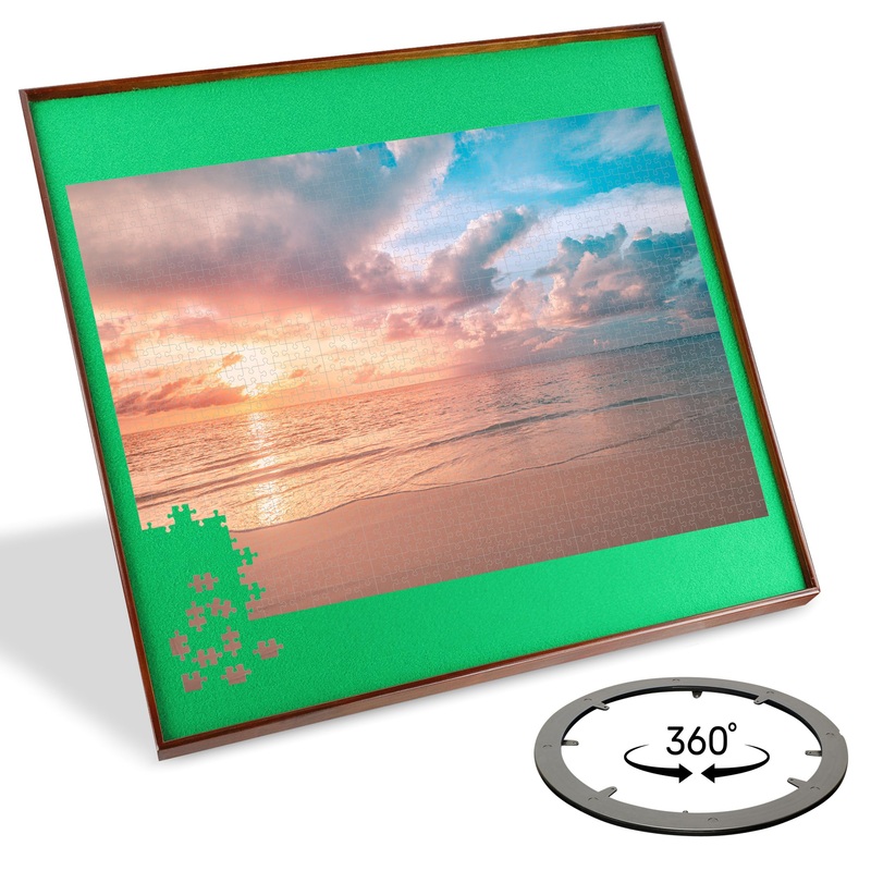 Jigitz Jigsaw Puzzle Spinner  34In Square Puzzle Holder Rotating Puzzle Table Portable Puzzle Board Game Table