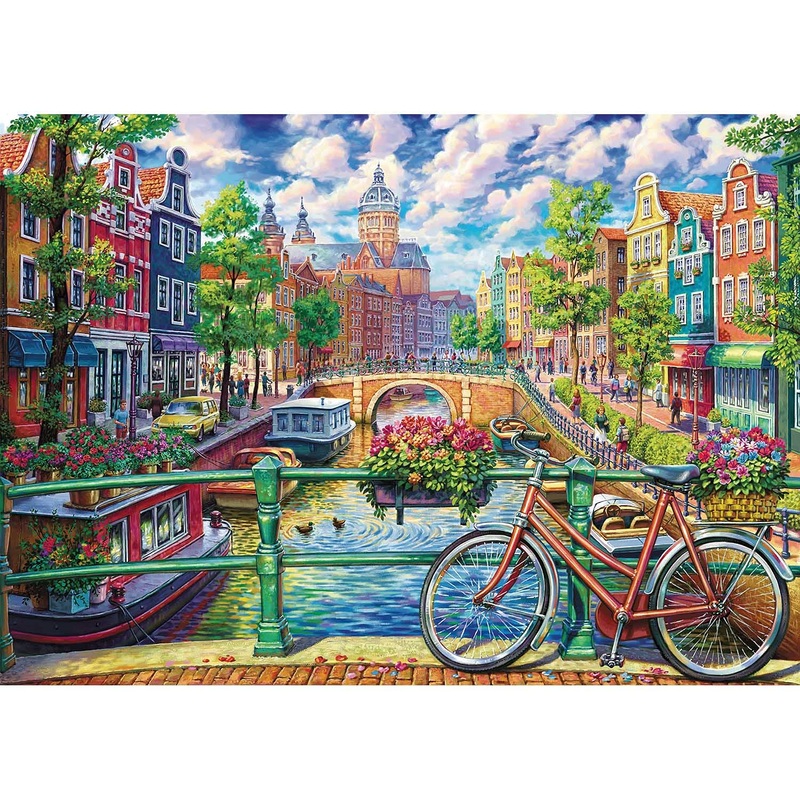 Jigsaw Puzzles 1000 Pieces Puzzles For Adults 1000 Piece-Amsterdam Canal Educational Game Toys, Family Decoration Puzzle