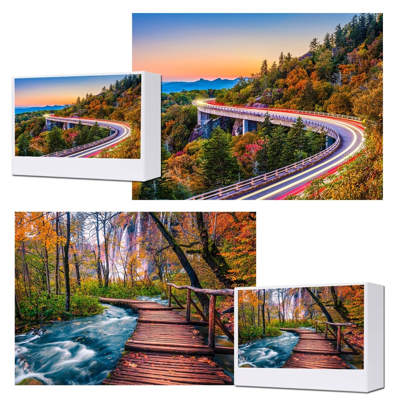 Jigsaw Puzzles 2 Pack 1000 Pieces - Wishdiam Puzzles For Adults - Blue Ridge Parkway Wooden Bridge National Park Impossible Challenging Puzzles For Home Decor Birthday Party Gifts Toy For Men Women