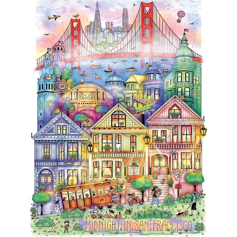 Ki Puzzle 1000 Piece Puzzle For Adults Madalina Tantareanu Cities At Midnight: San Francisco Art Jigsaw Puzzle 27X20 Ki Puzzles
