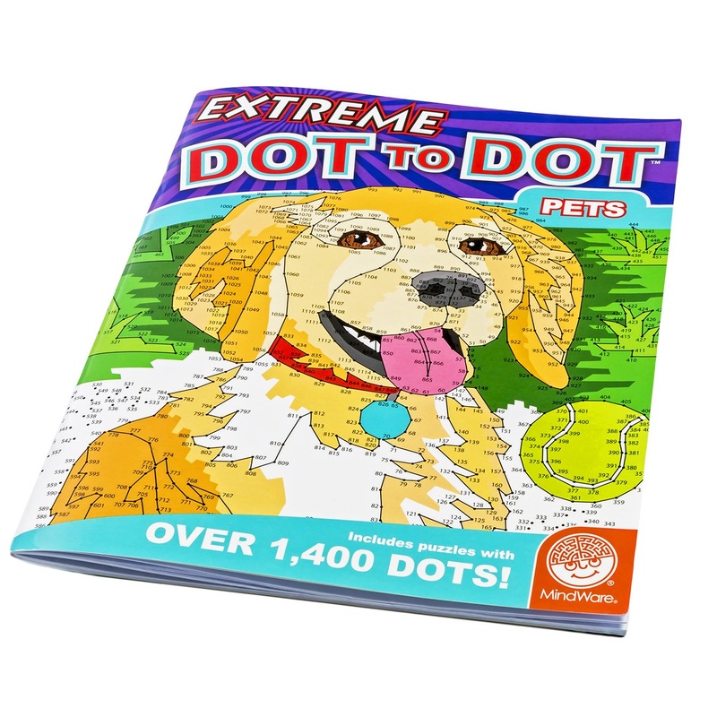 Mindware Extreme Dot To Dot Coloring Book For Kids: Pets - 32 Puzzles, Each Range From 300 To Over 1,400 Dots - Ages 8 And Up
