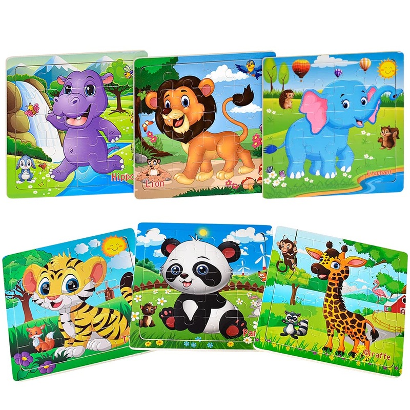 Puzzles For Kids Ages 3-5 Toddler Wooden Toys Montessori Learning Education Preschool Sets Gift For Boy Girl 3 4 5+ Years Old, Pack Of 6 (20 Pieces)