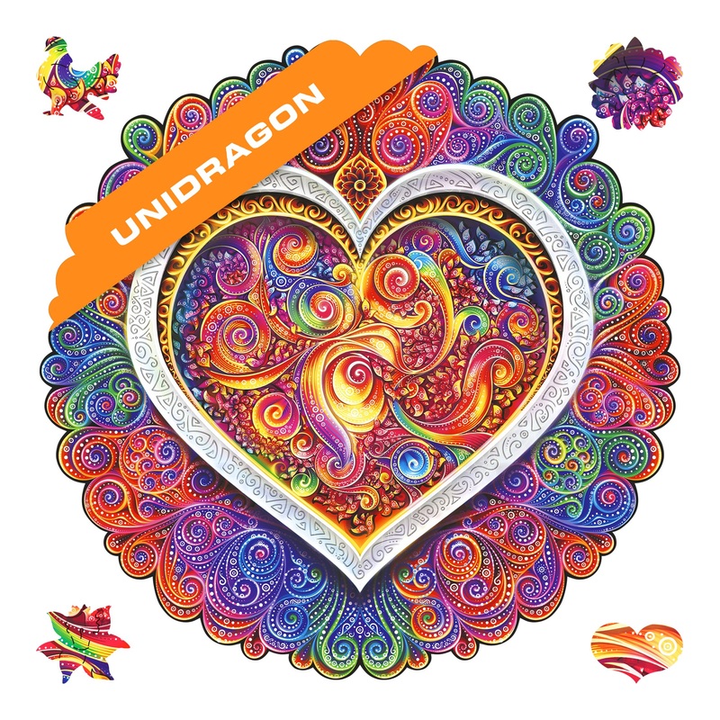 Unidragon Original Wooden Puzzle Mandala Conscious Love Royal Size 17.7 X 17.7 In (45 X 45 Cm) Puzzle For Adults And Kids Brain Teaser, Beautiful Gift Package