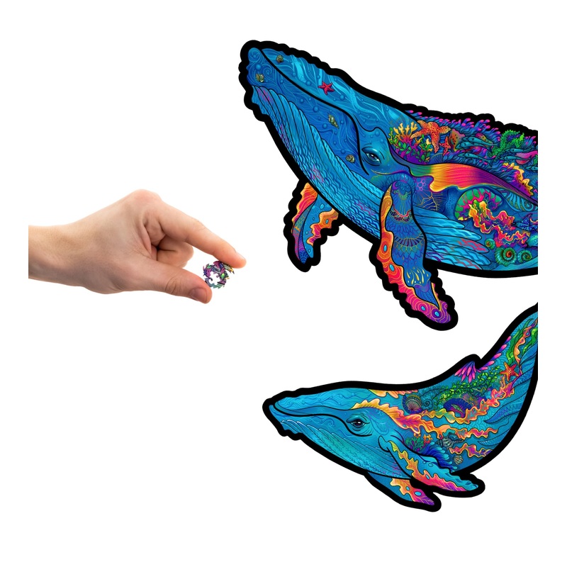Unidragon Wooden Jigsaw Puzzles - Milky Whales, 172 Pcs, Medium 12.9'X7.8', Beautiful Gift Package, Unique Shape Best Gift For Adults And Kids