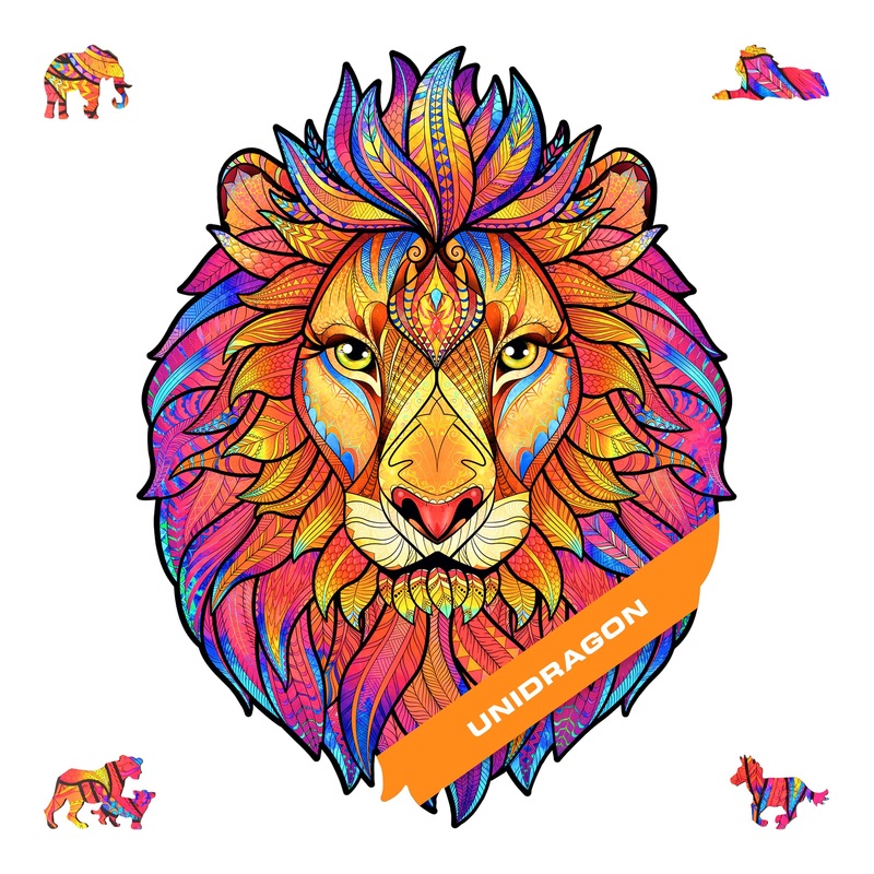 Unidragon Wooden Jigsaw Puzzles - Mysterious Lion, 327 Pcs, King Size 12.2' ?15.7, Beautiful Gift Package, Unique Shape Best Gift For Adults And Kids