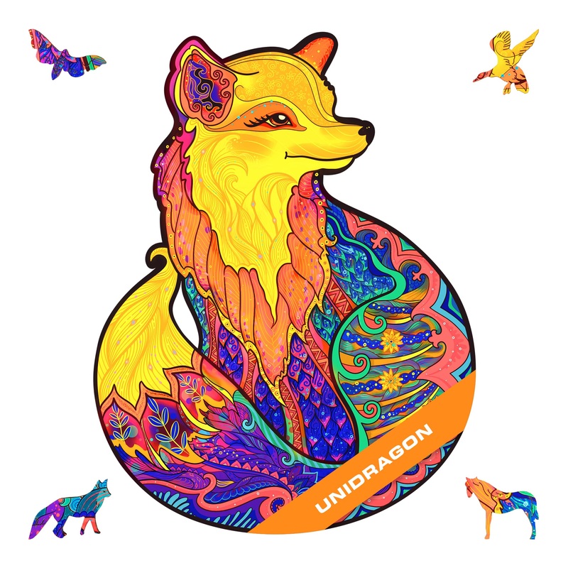 Unidragon Wooden Puzzles For Adults Unique Jigsaw Puzzles - Medium Alluring Fox Small 9.8'X13' 195 Pcs Deko With Cut 0.03 Mm Wood Accuracy Animal
