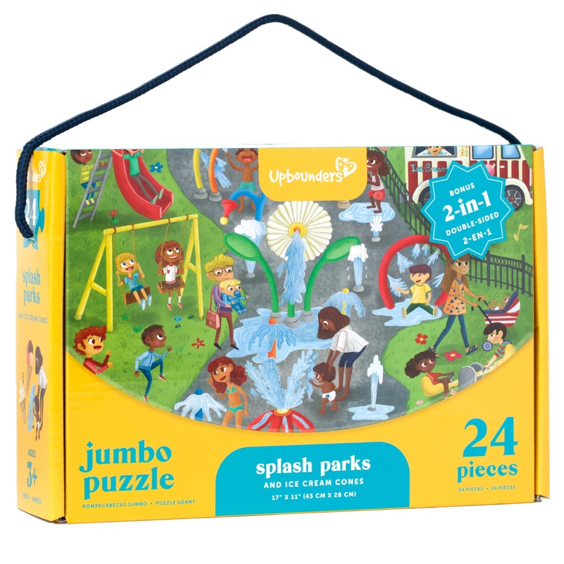 Upbounders Splash Parks And Ice Cream Cones - Double-Sided 24 Piece Kids Puzzle - Colorful Preschool Puzzle For Toddlers Ages 3+ (Multicultural)