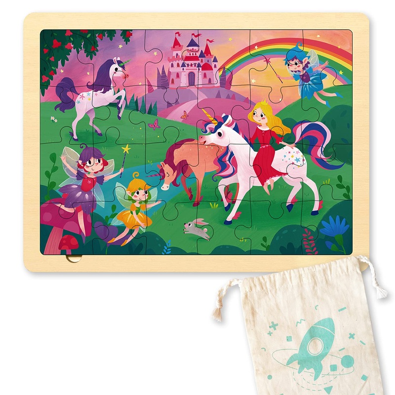 24 Piece Puzzles For Kids 3 Year Old, Unique Shape Jigsaw Pieces Fairy Princess, Wooden Jigsaw Puzzles For Toddlers, Preschool Puzzles For 3 4 5 Year Old Girls With Wooden Puzzle Tray And Storage Bag