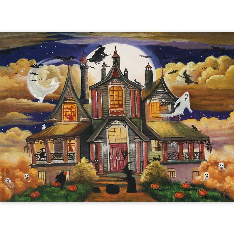 500 Piece Jigsaw Puzzle For Adults 20' X 14',Witch'S Ghost Castle Haunted Puzzles Halloween Decoration For Family Party Holiday