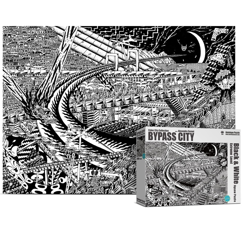 Antelope - 1000 Piece Puzzle For Adults, Cyber City Black & White Metropolitan Jigsaw Puzzles 1000 Pieces Hell Difficulty, High Resolution, Matte Finish, Smooth Edging, No Dust Puzzle