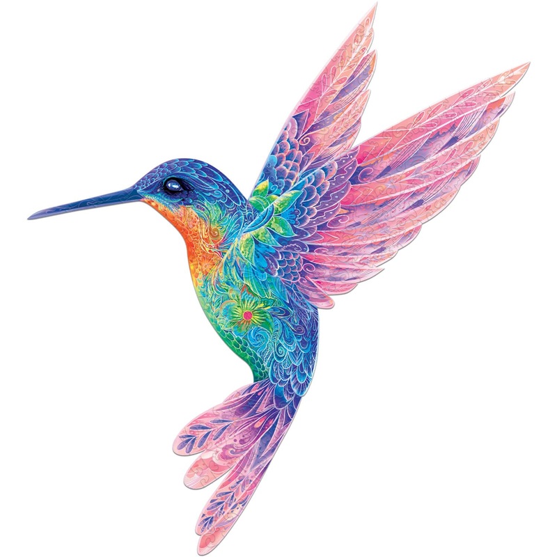 Claord 192Pcs Hummingbird Wooden Puzzle For Adults, Version 2.1 Animal Unique Shaped Wooden Jigsaw Puzzles For Adults - 16 X 17.3 Inches With 12 Uniquely-Shaped Large Pieces, Best Gift For Adults