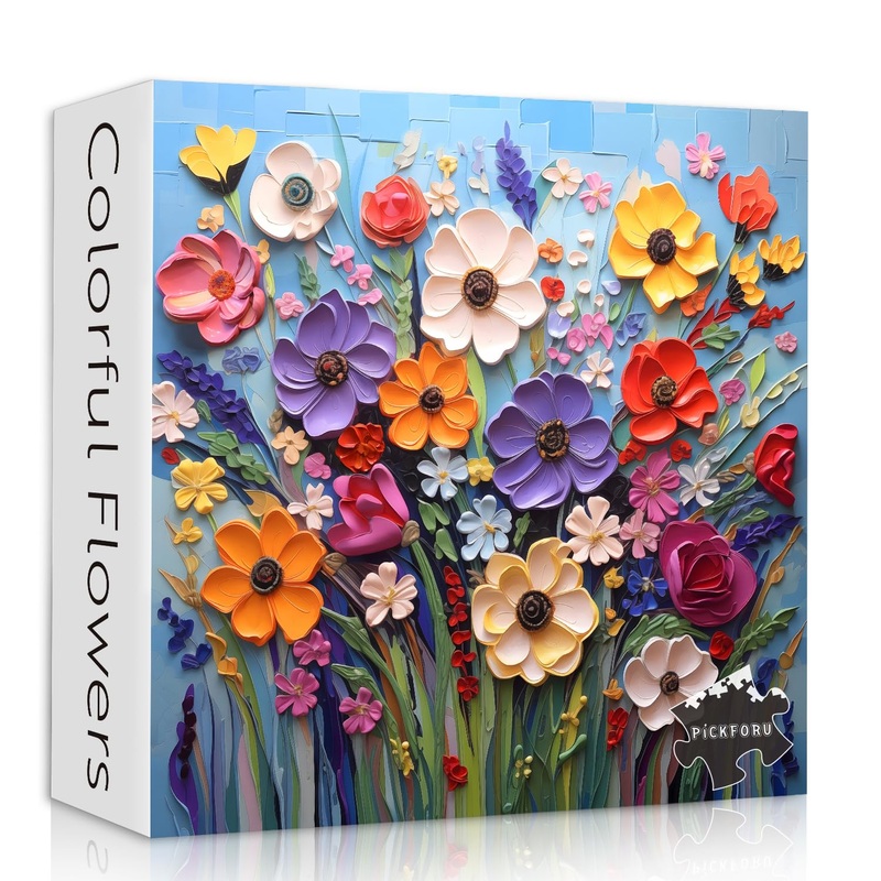 Colorful Flower Puzzles For Adults, Mosaic Plant Floral Puzzle Art, Spring Flower Garden Jigsaw Puzzles 1000 Pieces Painting