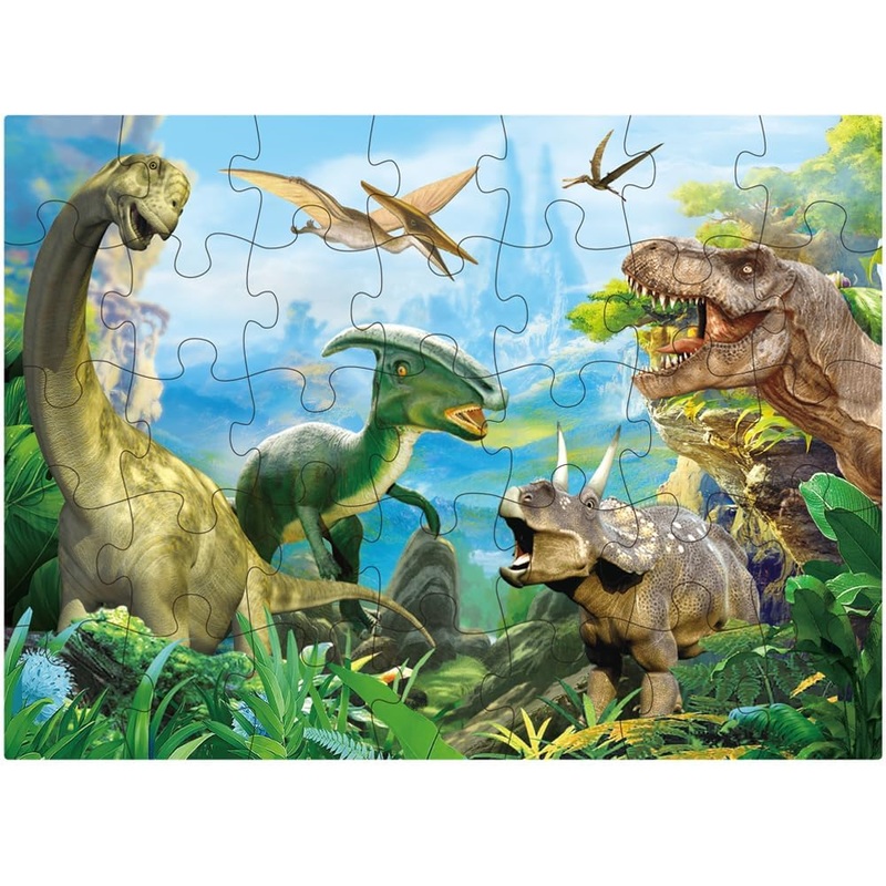 Dinosaur Jigsaw Puzzle For Kids Age 3-5 4-8 Year Old, 35 Piece Jumbo Toddler Floor Puzzle For Kid Boy Girl Learning Educational Toy Gift Box