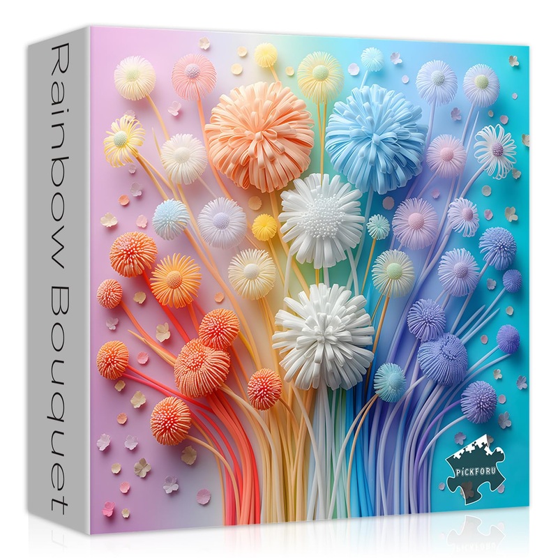 Flower Puzzles For Adults 1000 Pieces, Impossible Floral Puzzles, Colorful Rainbow Gradient Puzzle Hard,Challenging Spring Jigsaw Puzzles 1000 Pieces
