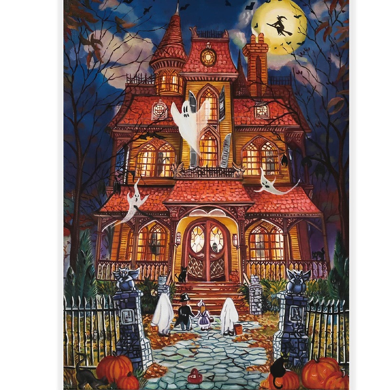 Halloween Fright Night 500 Pieces Jigsaw Puzzles For Adults, Halloween Decoration For Family Party Holiday