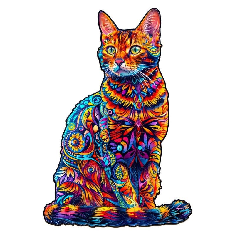 Jigfoxy Wooden Puzzle For Adults, Cat Wooden Jigsaw Puzzles For Adults, Unique Animal Shape Wood Cut Puzzles For Family Friend Puzzle Lovers(L-13.3 * 9In-175Pcs)