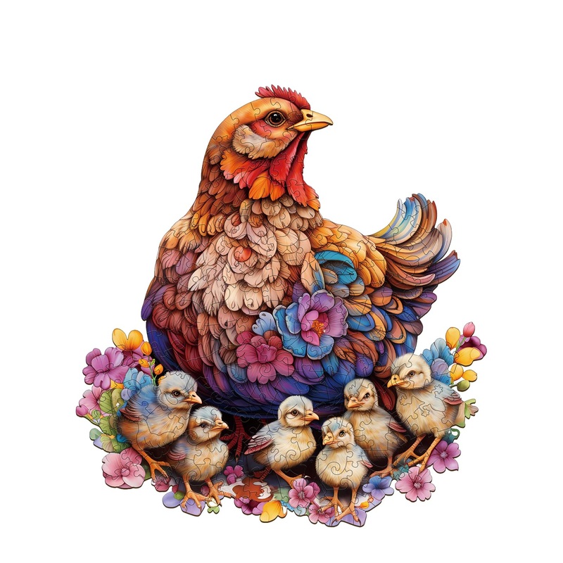 Jigfoxy Wooden Puzzle For Adults, Hen Wooden Jigsaw Puzzles For Adults, Unique Animal Shape Wood Cut Puzzles For Family Friend Puzzle Lovers(Xl)
