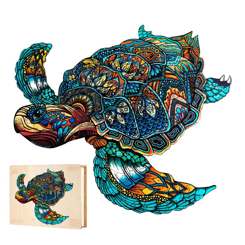 Jigfoxy Wooden Puzzles For Adults, Sea Turtle Wooden Jigsaw Puzzles For Adults Kids, Unique Animal Shape Wood Cut Puzzles, Christmas Thanksgiving Gifts For Friend Family(M-11.8X10In-180Pcs)