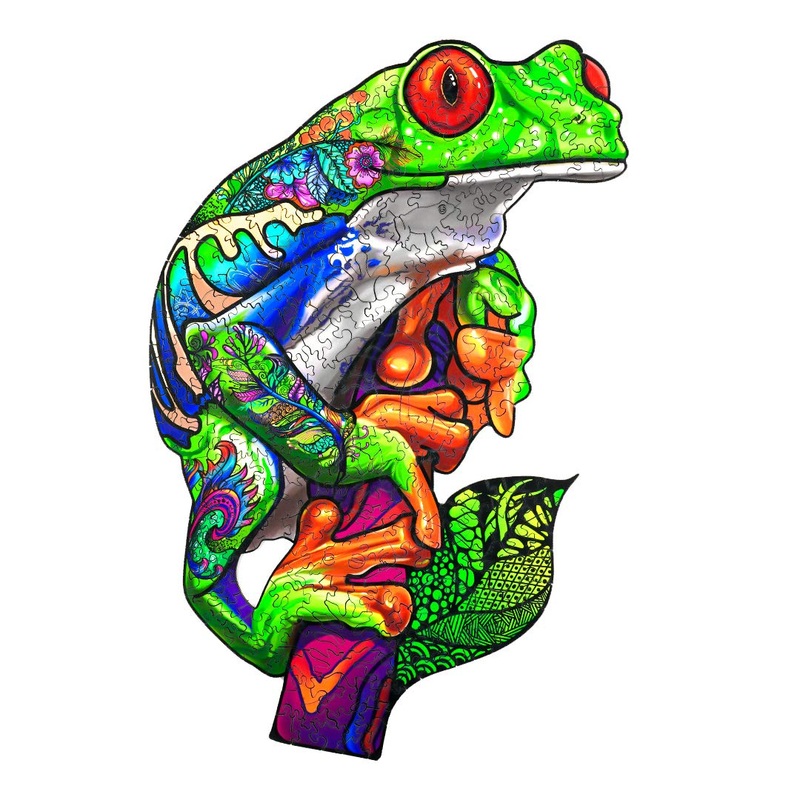 Jigfoxy Wooden Puzzles For Adults, Tree Frog Wooden Jigsaw Puzzles For Adults Kids, Unique Animal Shape Wood Cut Puzzles For Friend Puzzle Lovers,180 Pieces (M- 12.5' X 9.1')
