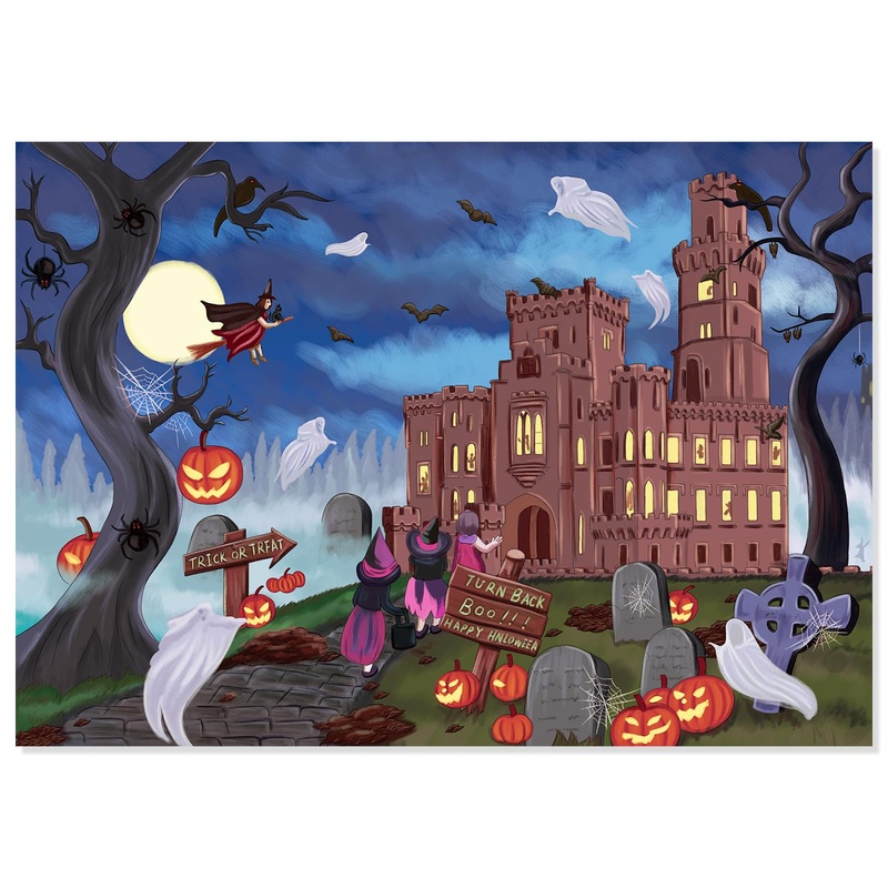 Motiloo Halloween 500 Piece Jigsaw Puzzle For Adults - Halloween Haunted Mansion Trick Or Treaters Jigsaw 14' X 20'
