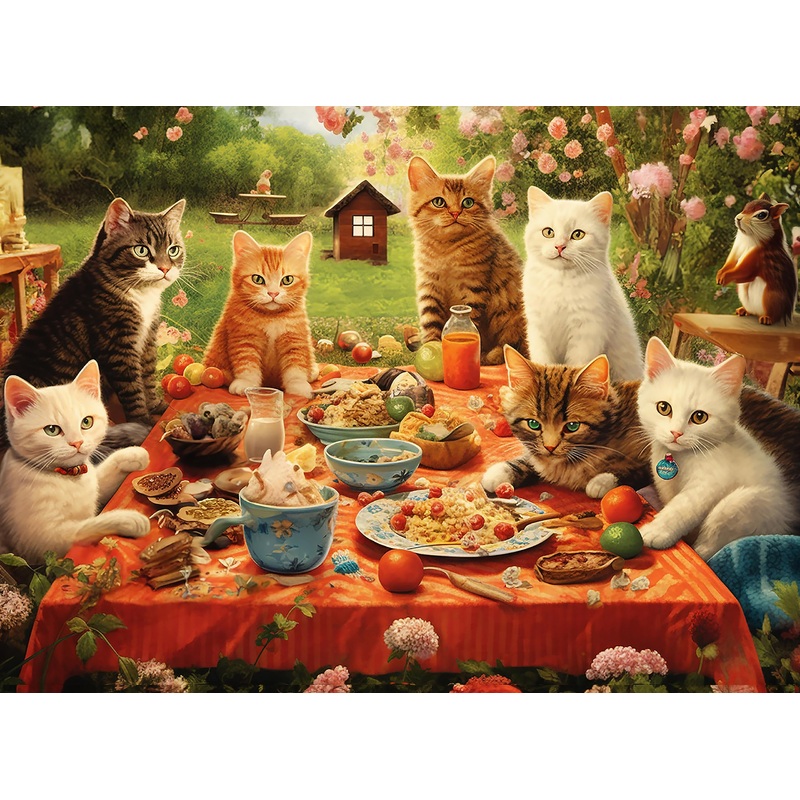 100 Pieces Jigsaw Puzzles For Adults - Cat Puzzles For Kids Ages 6-8 8-10 10-12 - Purrfect Picnic
